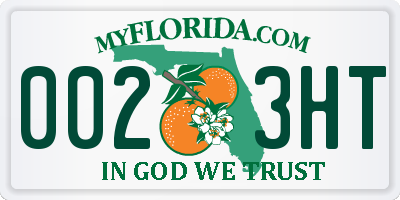 FL license plate 0023HT