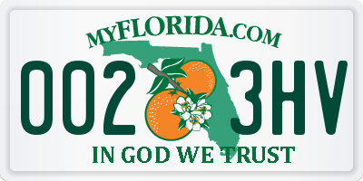 FL license plate 0023HV