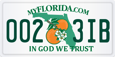 FL license plate 0023IB