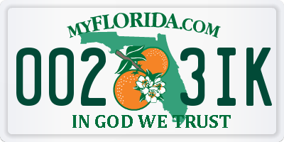 FL license plate 0023IK