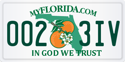 FL license plate 0023IV