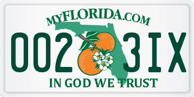 FL license plate 0023IX
