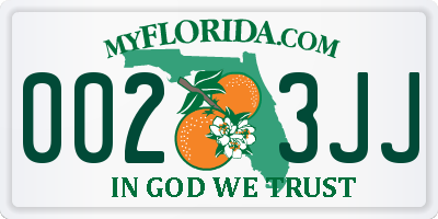 FL license plate 0023JJ