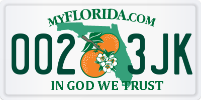 FL license plate 0023JK