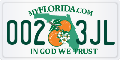 FL license plate 0023JL