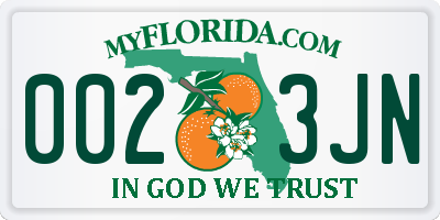 FL license plate 0023JN