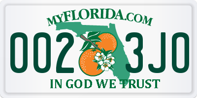 FL license plate 0023JO