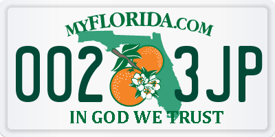 FL license plate 0023JP