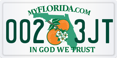 FL license plate 0023JT