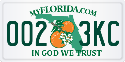 FL license plate 0023KC