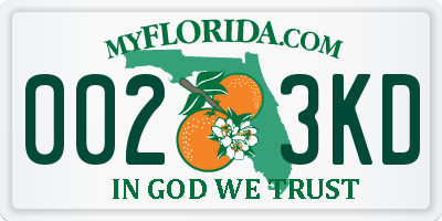 FL license plate 0023KD