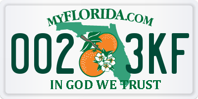 FL license plate 0023KF