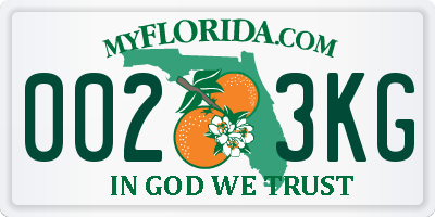 FL license plate 0023KG