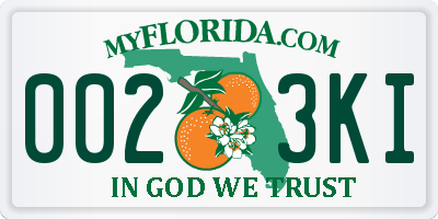 FL license plate 0023KI