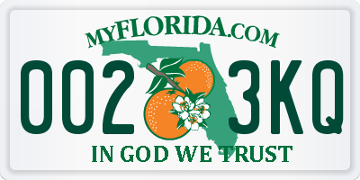 FL license plate 0023KQ