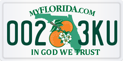 FL license plate 0023KU