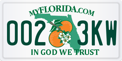 FL license plate 0023KW