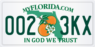 FL license plate 0023KX