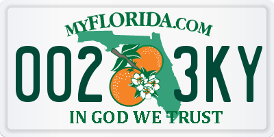 FL license plate 0023KY