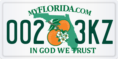 FL license plate 0023KZ