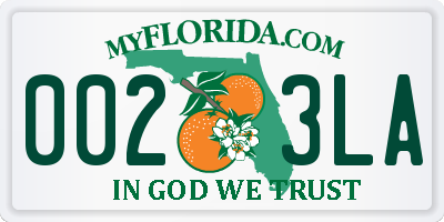 FL license plate 0023LA