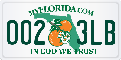 FL license plate 0023LB