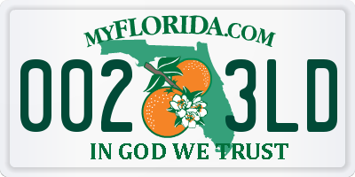 FL license plate 0023LD