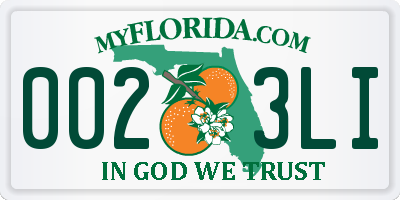 FL license plate 0023LI