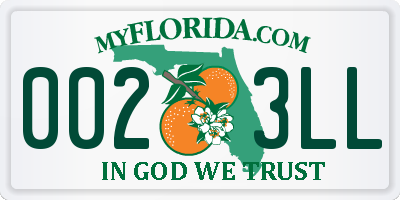 FL license plate 0023LL