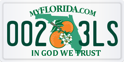 FL license plate 0023LS
