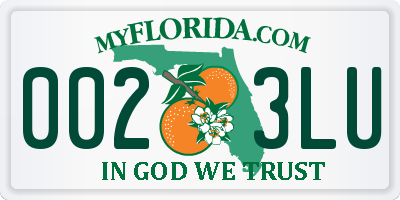 FL license plate 0023LU