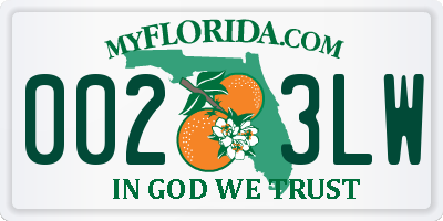 FL license plate 0023LW