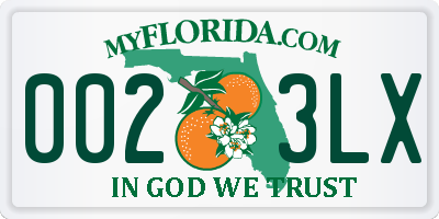 FL license plate 0023LX