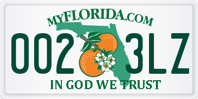 FL license plate 0023LZ