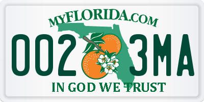 FL license plate 0023MA