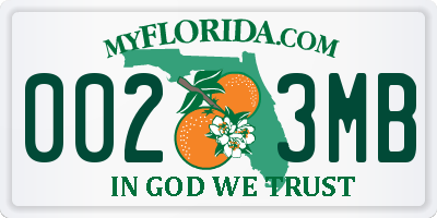 FL license plate 0023MB