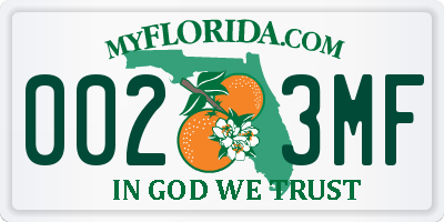 FL license plate 0023MF