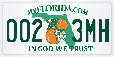 FL license plate 0023MH