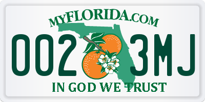 FL license plate 0023MJ
