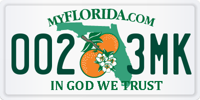 FL license plate 0023MK