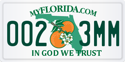 FL license plate 0023MM