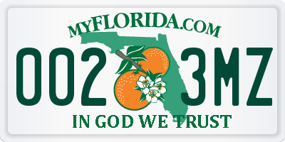 FL license plate 0023MZ
