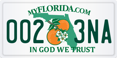 FL license plate 0023NA