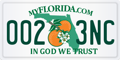 FL license plate 0023NC