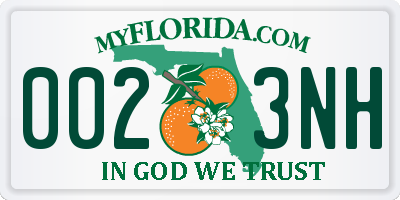 FL license plate 0023NH