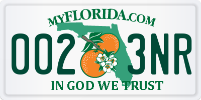 FL license plate 0023NR