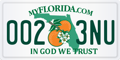 FL license plate 0023NU