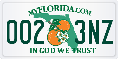 FL license plate 0023NZ