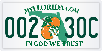 FL license plate 0023OC