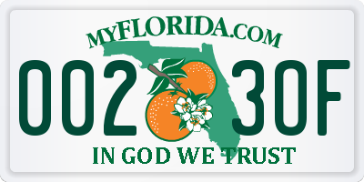 FL license plate 0023OF